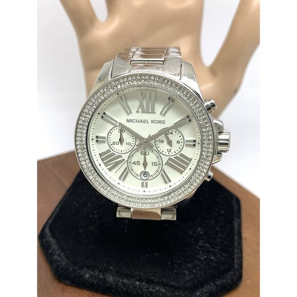 Michael Kors Women's Watch MK7429 Quartz Chronograph Silver Stainless Steel 42mm - Picture 14 of 15
